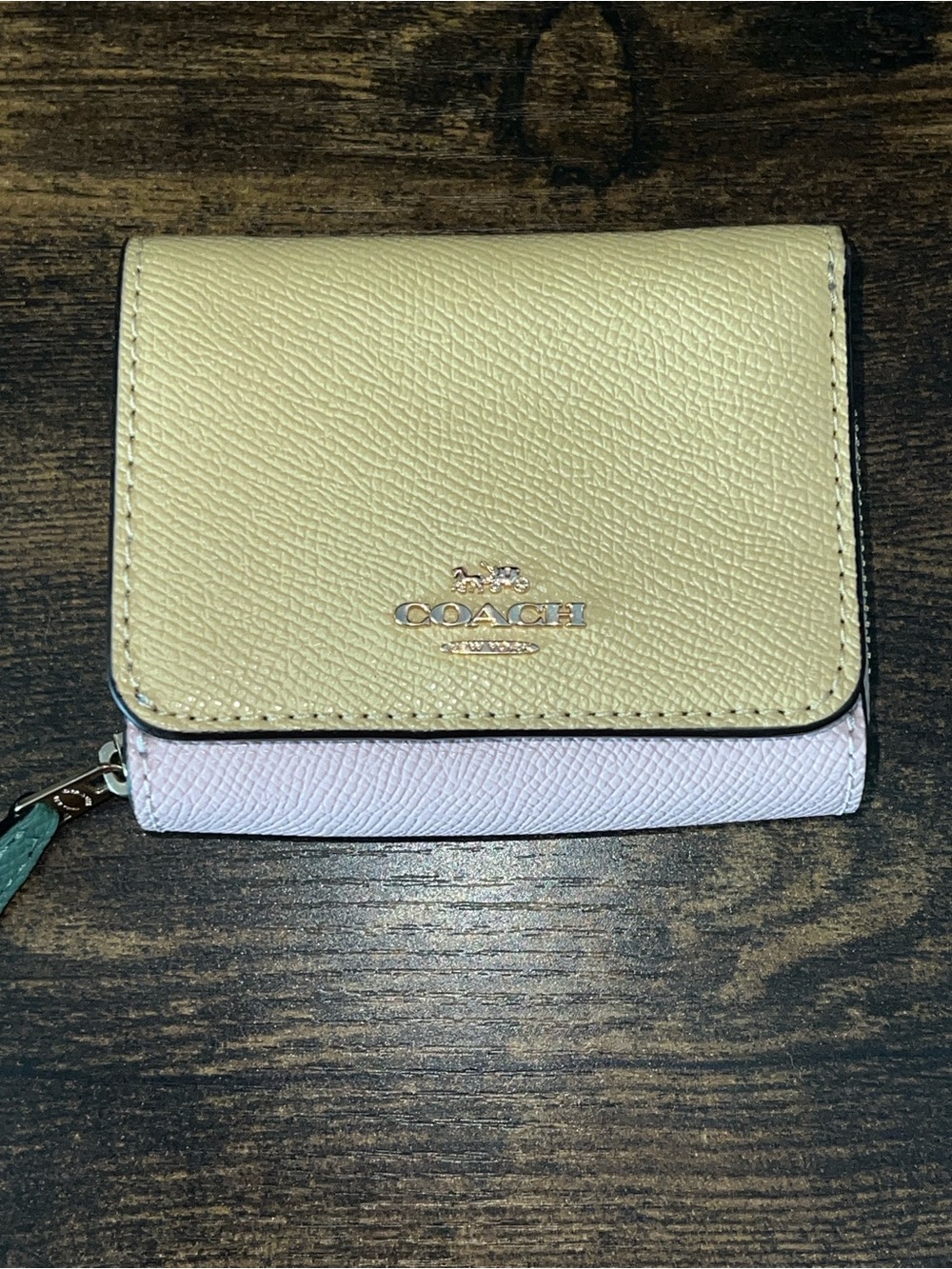 NWOT Coach Small Trifold Wallet in Colorblock Style and Gold Hardware